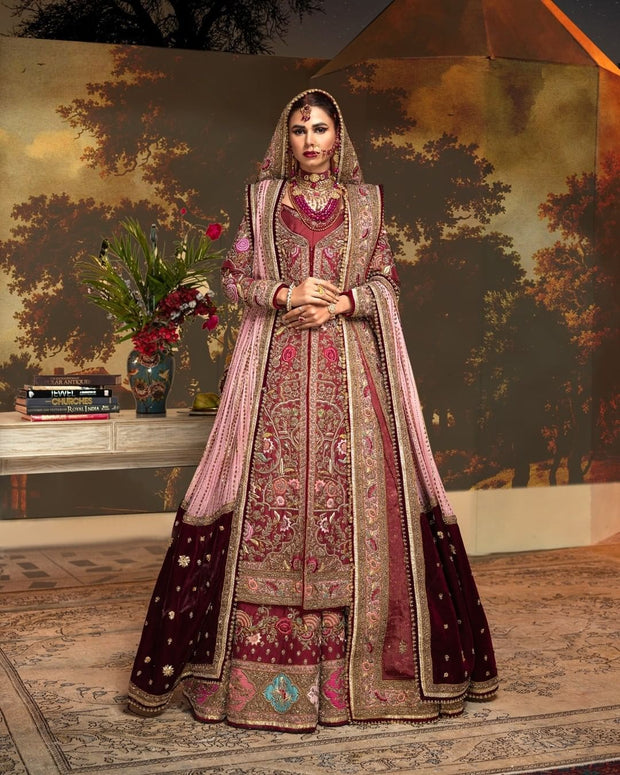 Pakistani Bridal Lehenga with Open Jacket Shirt Dress