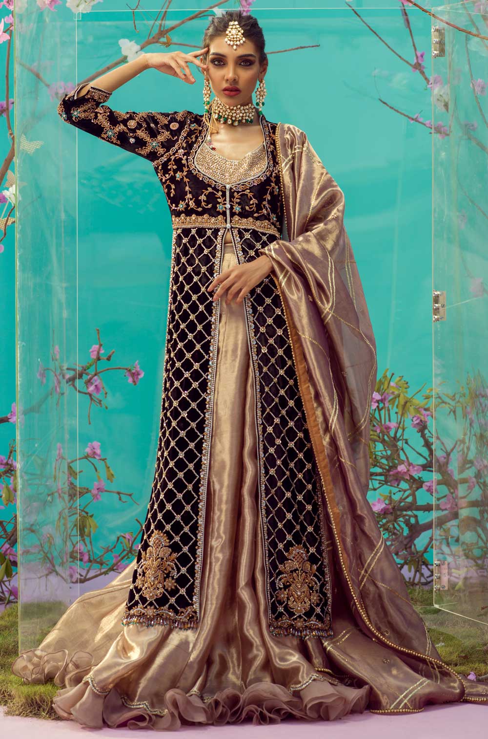 Premium Pakistani Bridal Lehenga with Open Kameez & Dupatta