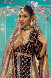 Pakistani Bridal Lehenga with Open Kameez and Dupatta Dress