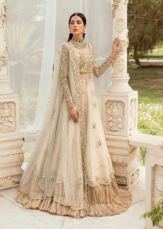 Pakistani Bridal Lehenga with Pishwas Frock Dress