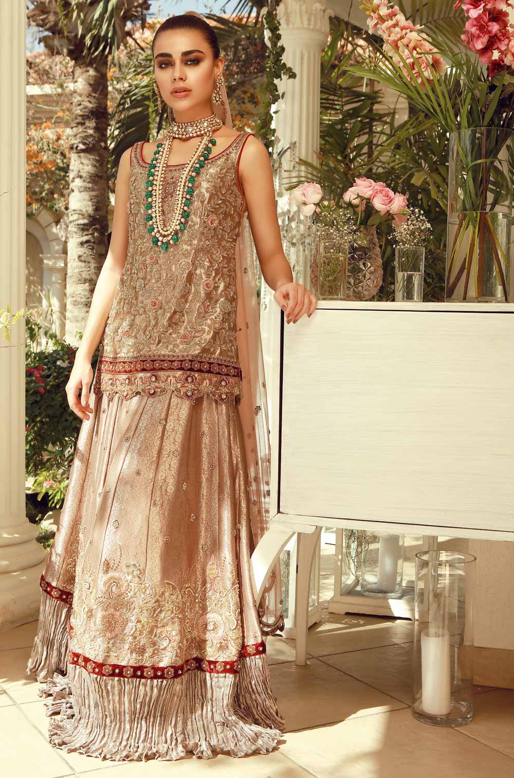 Elegant Pakistani Bridal Lehenga with Embellished Shirt & Dupatta