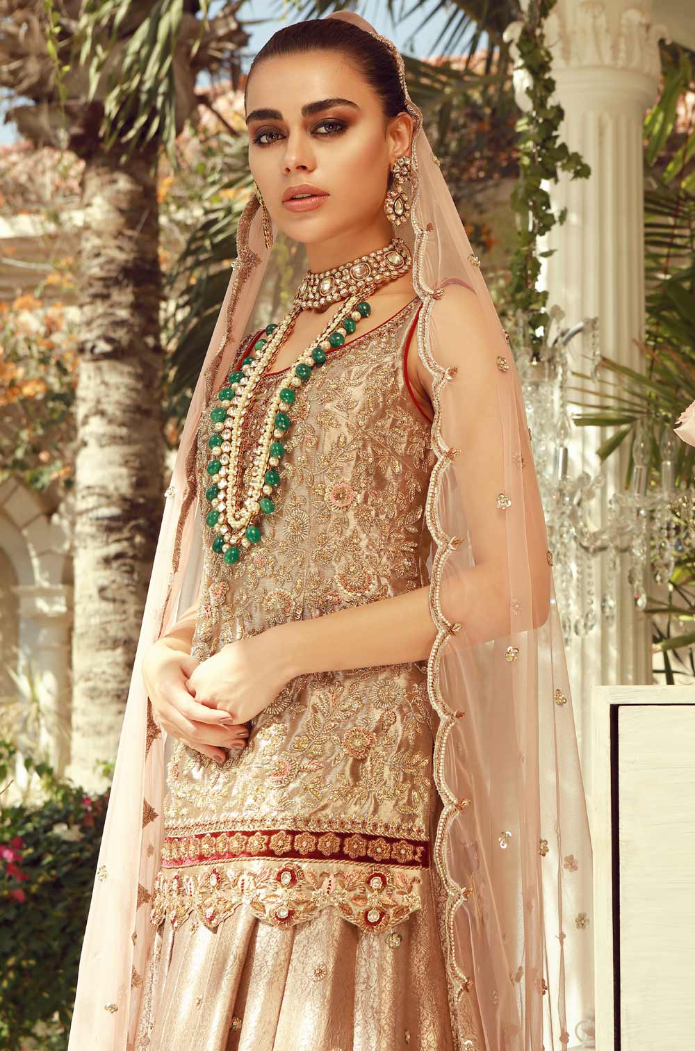 Elegant Pakistani Bridal Lehenga with Embellished Shirt & Dupatta