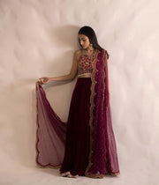 Pakistani Bridal Lehenga with Sleeveless Choli Dupatta Online