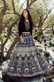 Pakistani Bridal Lehenga with Velvet Choli