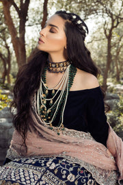 Pakistani Bridal Lehenga with Velvet Choli Close Up