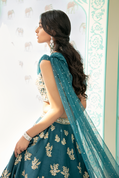 Pakistani Bridal Lehnga Choli in Traditional Style  Backside