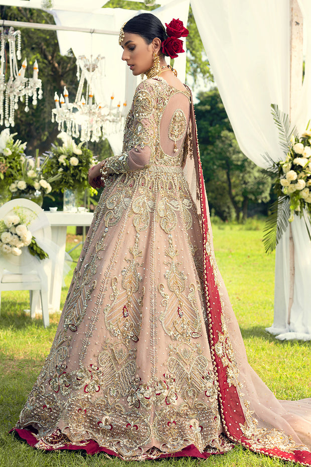 Pakistani Bridal Lehnga Maxi in Ivory Color Backside Look