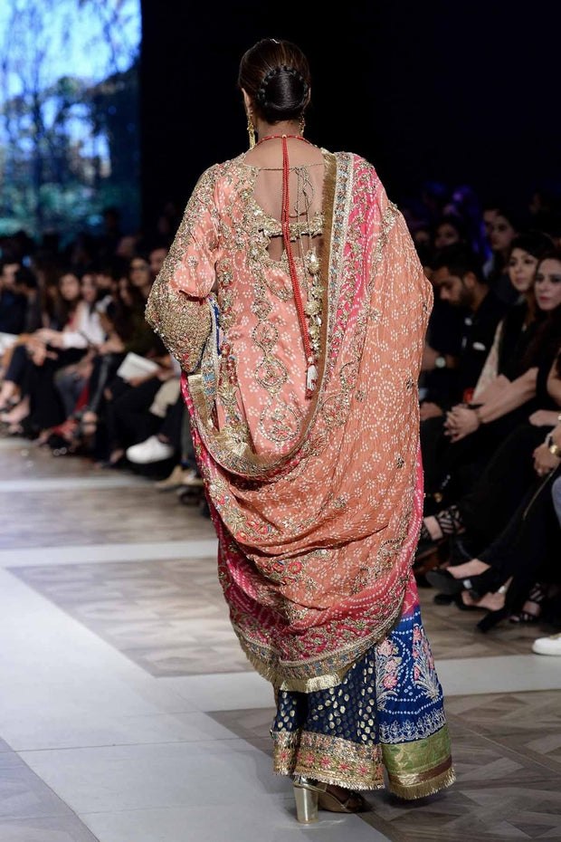Pakistani Bridal Lehnga with Long Shirt Backside