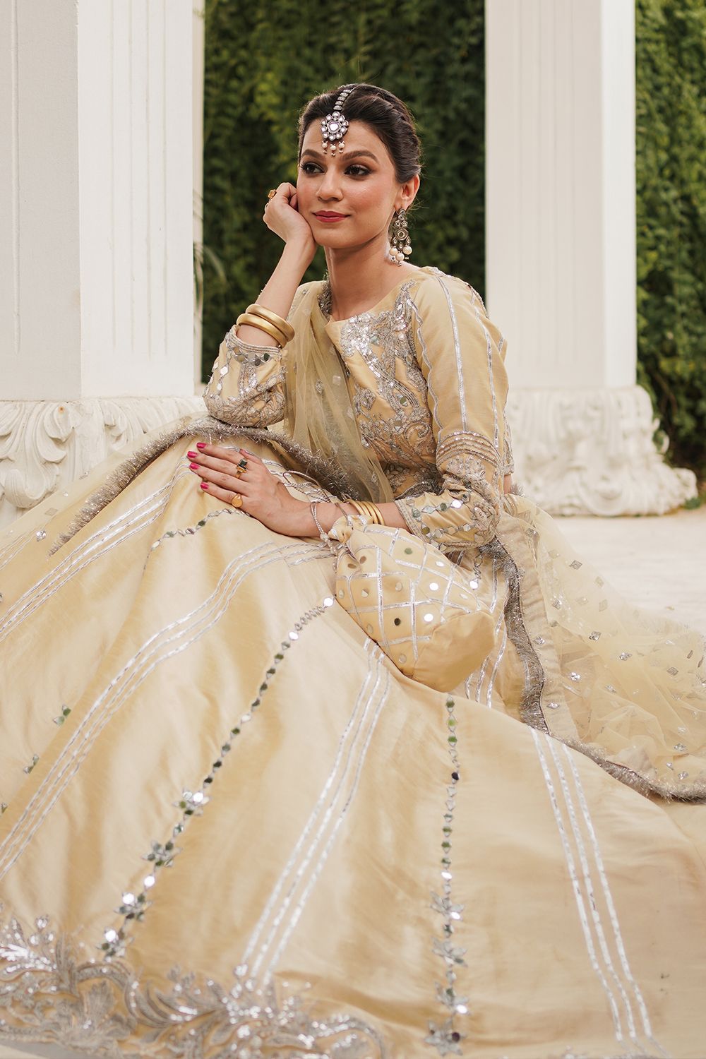 Elegant Lime Yellow Pakistani Bridal Lehenga Choli Set