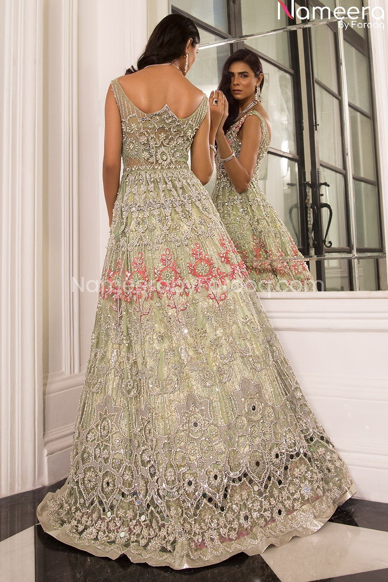 Latest Pistachio Color Dress Pakistani for Bride Online 2021 Nameera
