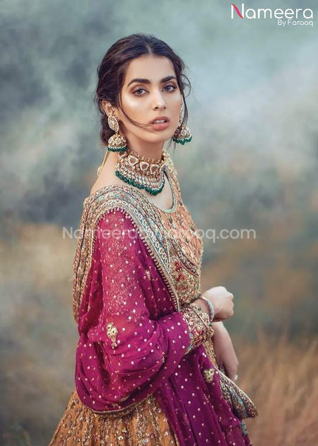 Embroidered Long Frock with Lehenga Bridal Dress Pakistani – Nameera by ...