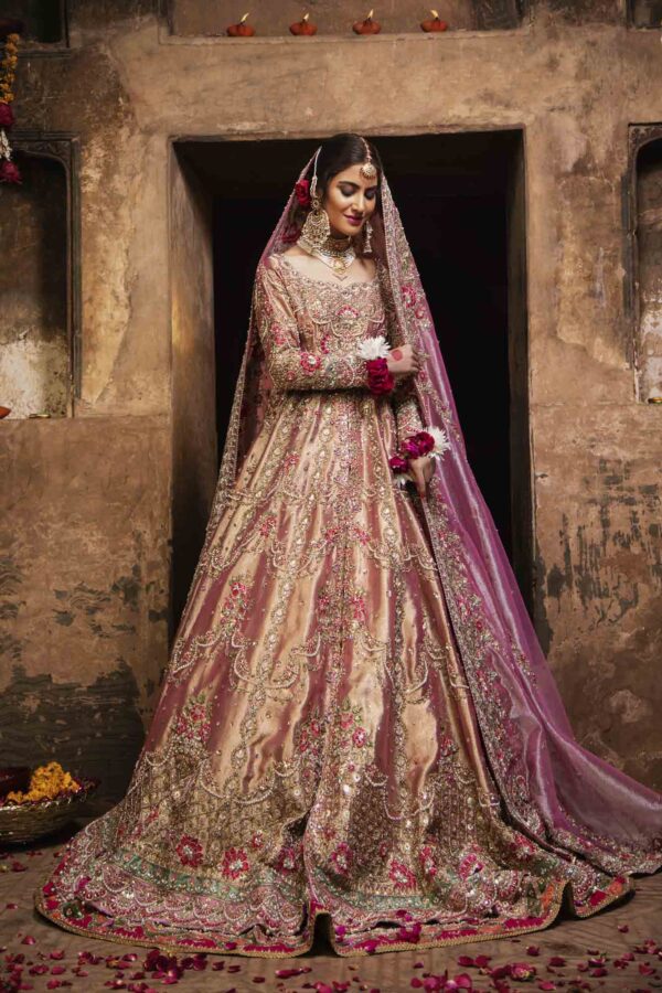 Stunningly Designed Bridal Lehenga in Premium Raw Silk Pakistani Bridal Maxi Dress for Wedding Wear in Baby Pink Color #BN914