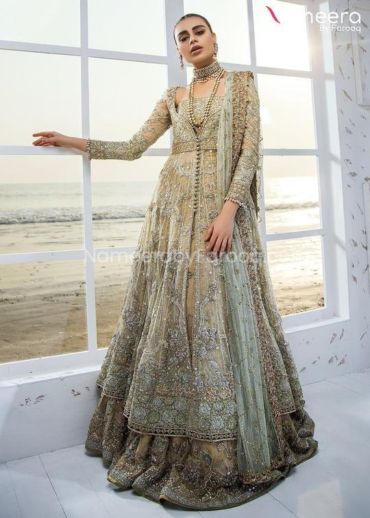 Pakistani Bridal Maxi Dress with Lehenga