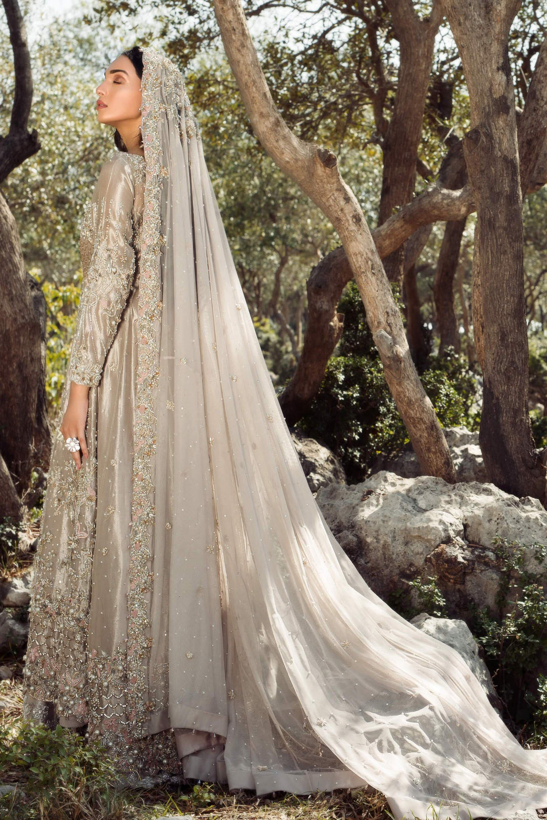 Buy Pakistani Bridal Maxi in Ivory Color Online  Nameera by Farooq