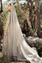 akistani Bridal Maxi in Ivory Color Backside Look
