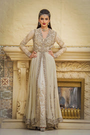 Pakistani Bridal Maxi in White Off White Color