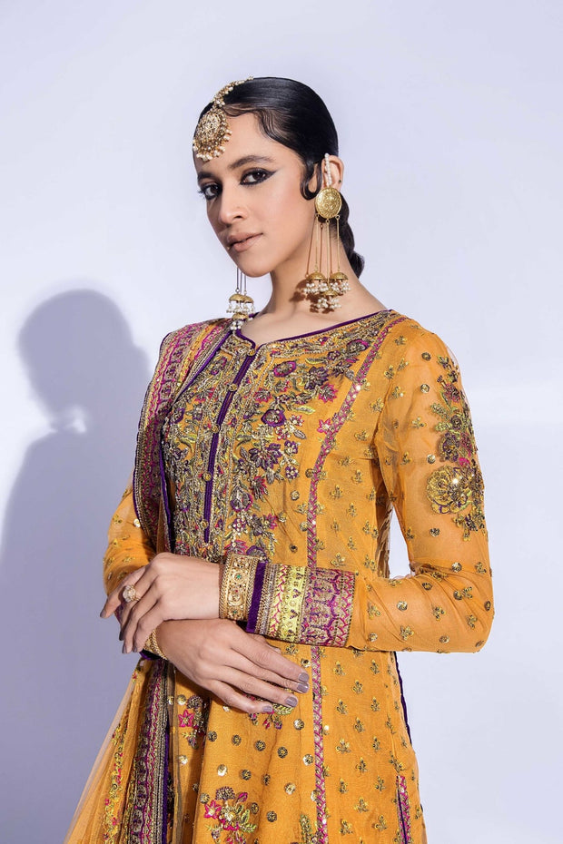 Pakistani Bridal Mehndi Dress in Gharara Kameez Style Online