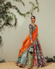 Pakistani Bridal Multicolored Lehenga Choli Dress