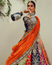 Pakistani Bridal Multicolored Lehenga Choli Dupatta