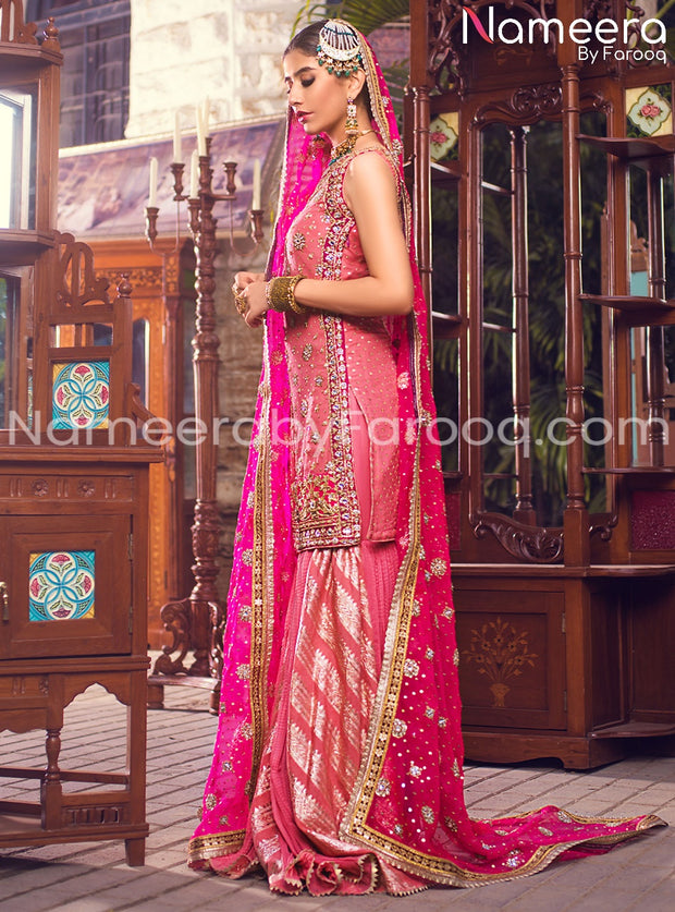 Pakistani Bridal Nikah Gharara with Embroidery