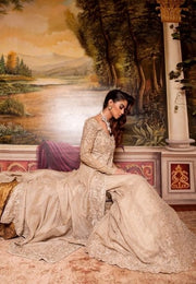 Pakistani Bridal Open Style Frock Lehnga Sidepose