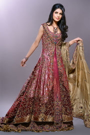 Pakistani Bridal Open Style Maxi in Pink Color