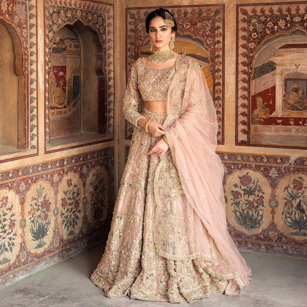 Pakistani Bridal Pink Lehenga Choli Dupatta