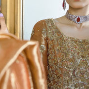 Pakistani Bridal Pishwas Frock with Lehenga Dress