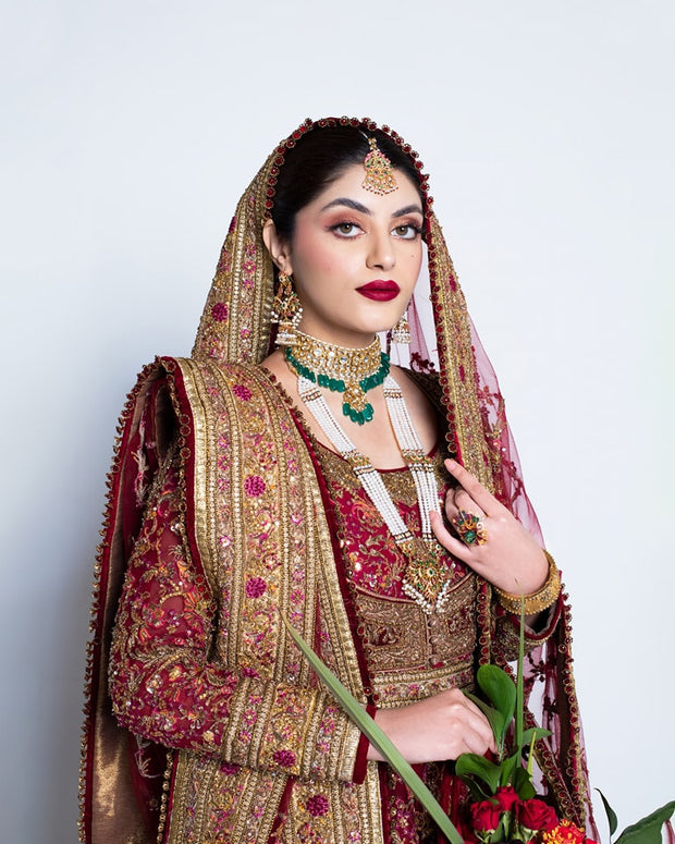 Pakistani Bridal Pishwas Frock with Sharara Dress