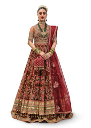 Pakistani Bridal Pishwas Frock with Sharara and Dupatta Online
