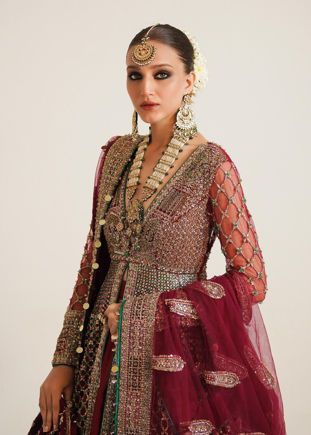 Elegant Pakistani Bridal Pishwas & Lehenga Set