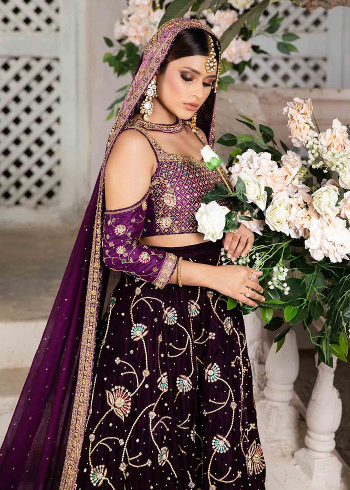Exquisite Pakistani Bridal Purple Lehenga Choli With Dupatta
