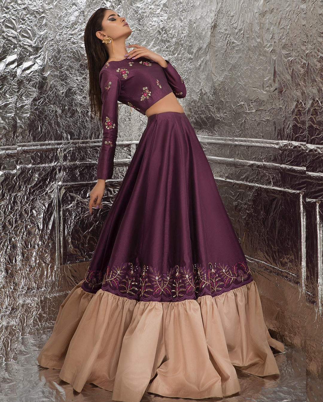 Elegant Pakistani Bridal Purple Lehenga Choli for Your Wedding