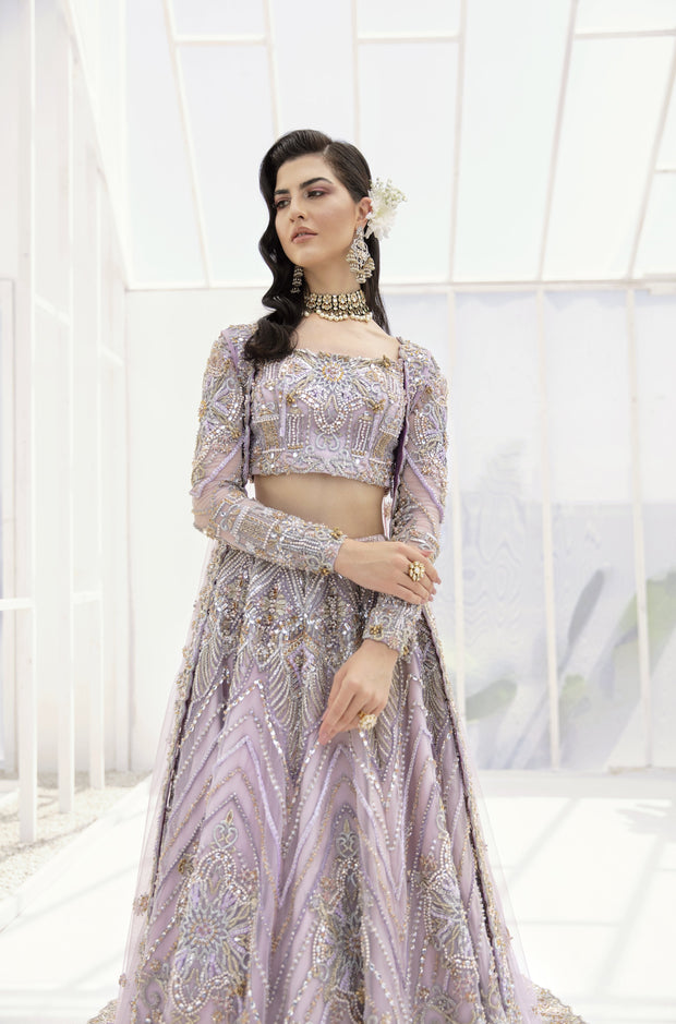 Pakistani Bridal Purple Lehenga Choli Dupatta Online