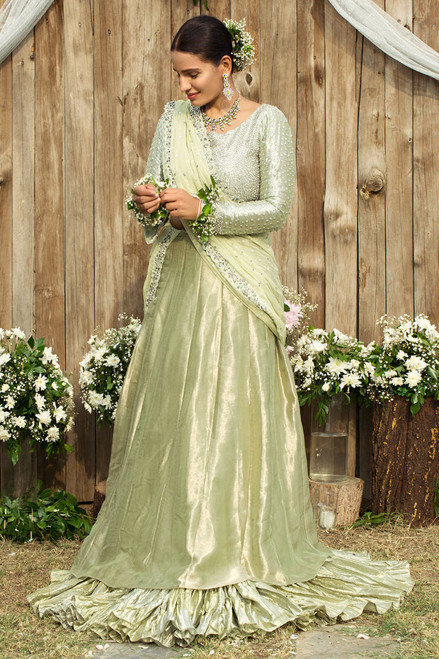 wedding dress raw silk Pakistani Bridal Raw Silk Lehnga for Wedding Custom