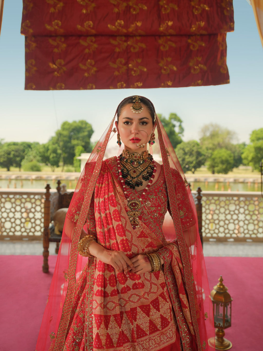 Elegant Pakistani Bridal Red Lehenga Choli Dupatta
