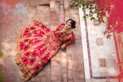 Pakistani Bridal Red Lehenga with Choli and Dupatta Dress