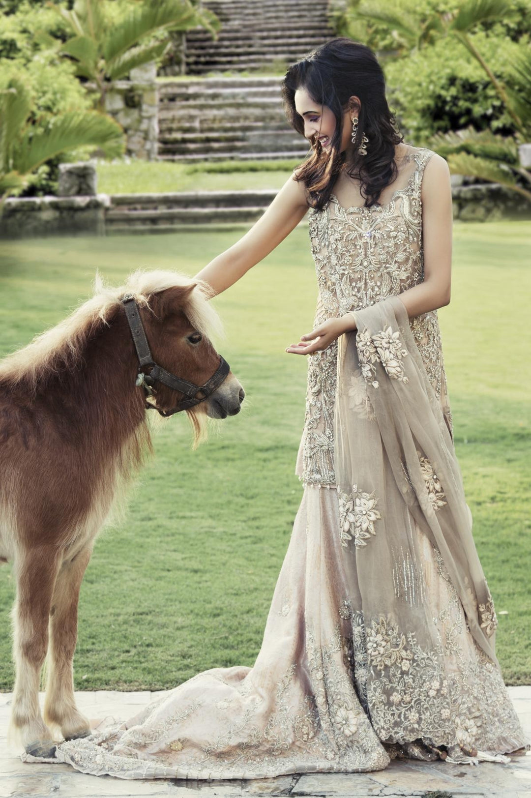 Pakistani Bridal Sharara in Ivory Color