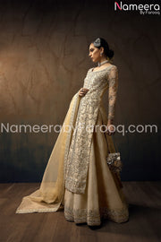 Pakistani Bridal Sharara with Embroidery in Yellow Color
