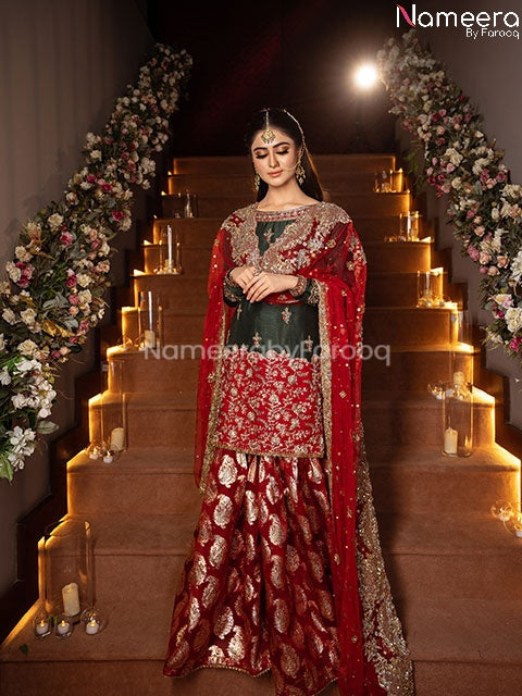 Pakistani Bridal Sharara with Short Kurti Online Overall Look