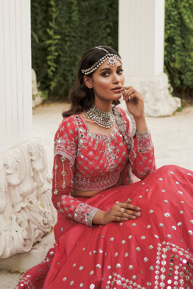 Pakistani Bridal Shocking Pink Lehenga Choli Dupatta Online