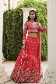 Pakistani Bridal Shocking Pink Lehenga Choli Dupatta