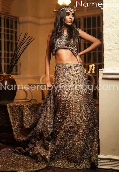 Pakistani Bridal Silver Lehnga Choli 