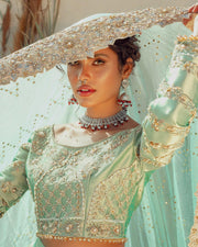 Pakistani Bridal Sky Blue Lehenga Choli Dupatta Online