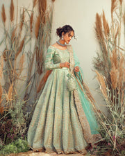 Pakistani Bridal Sky Blue Lehenga Choli Dupatta