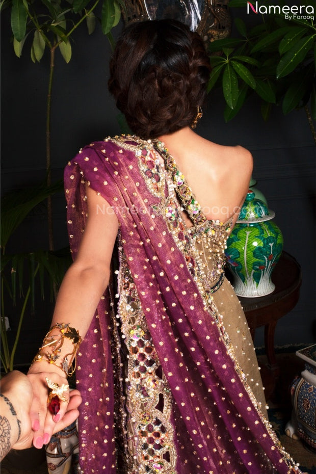 Pakistani Bridal Velvet Lehnga with Kameez