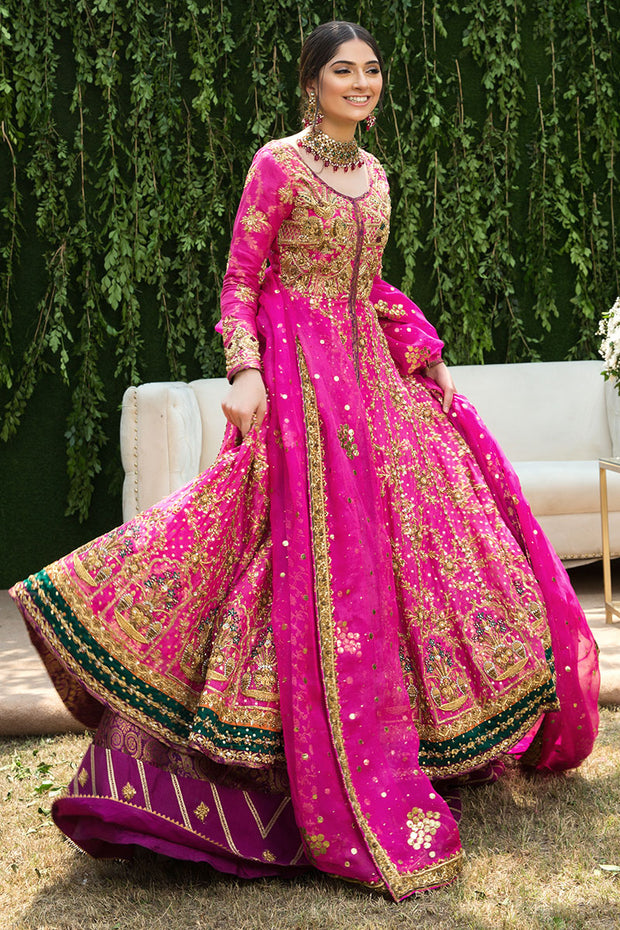 Pakistani Bridal Walima Frock in Pink Color