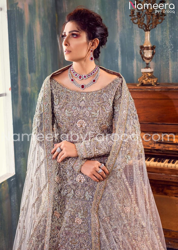Pakistani Bridal Walima Maxi for Wedding Online Close Up View
