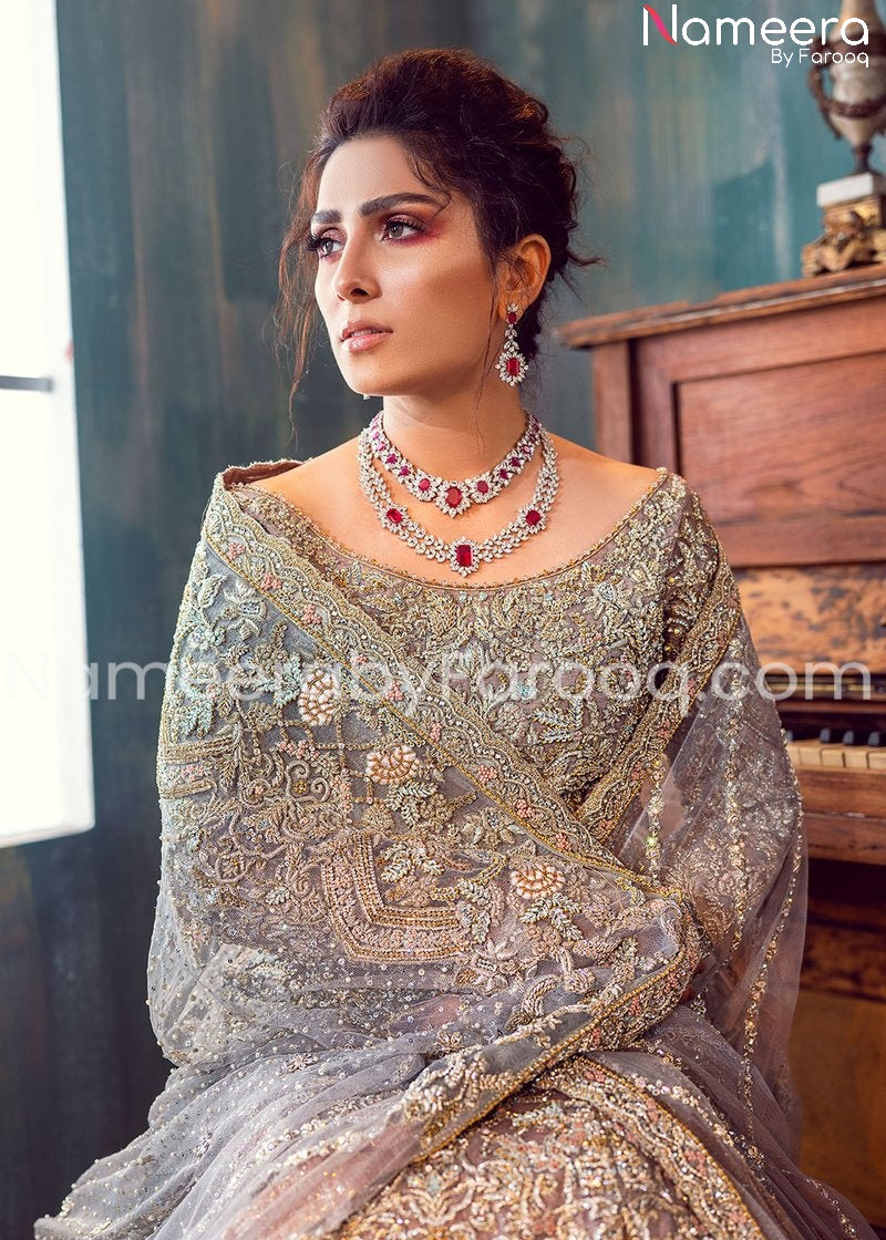 Pakistani Bridal Walima Maxi for Wedding Online Duptta View