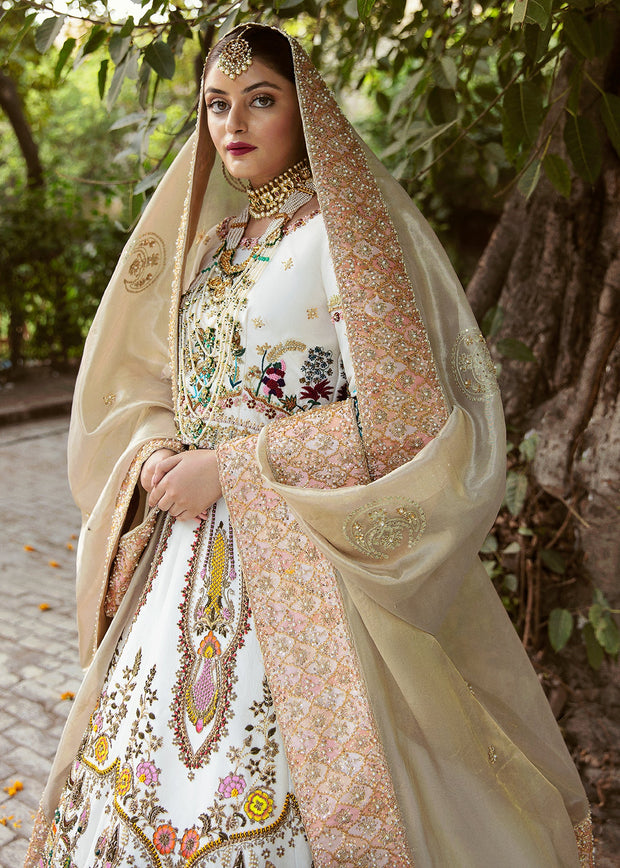 Pakistani Bridal White Lehenga Choli Dupatta Dress